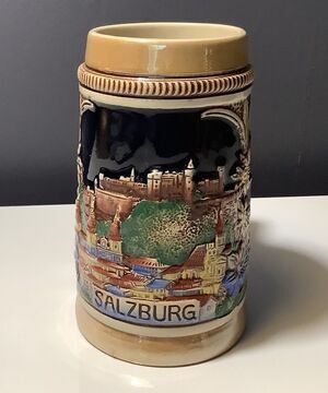 Original King Werk Vintage Salzburg Town Souvenir Beer Stein Mug Scenic Tourist
